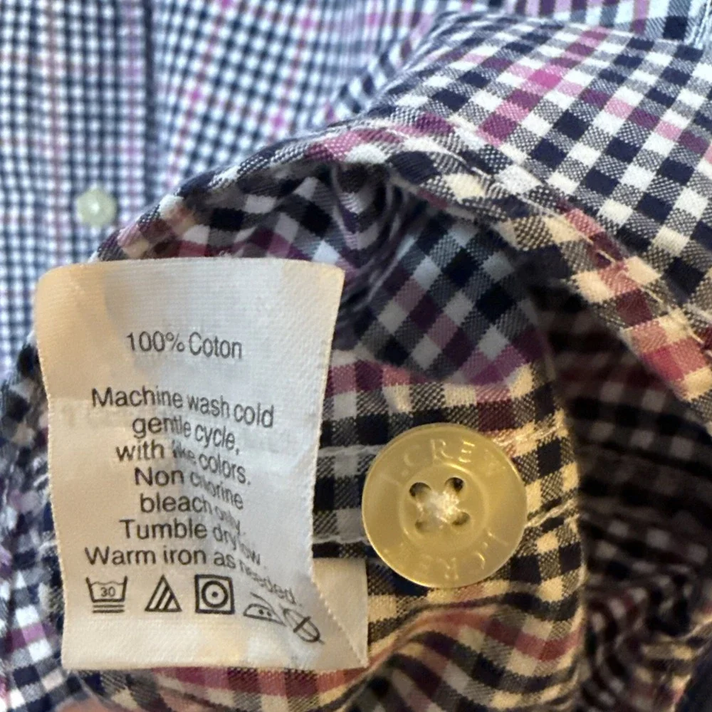 J Crew Mens Button Down Shirt Pink Black Check Slim‎ XL Corpcore Career Preppy